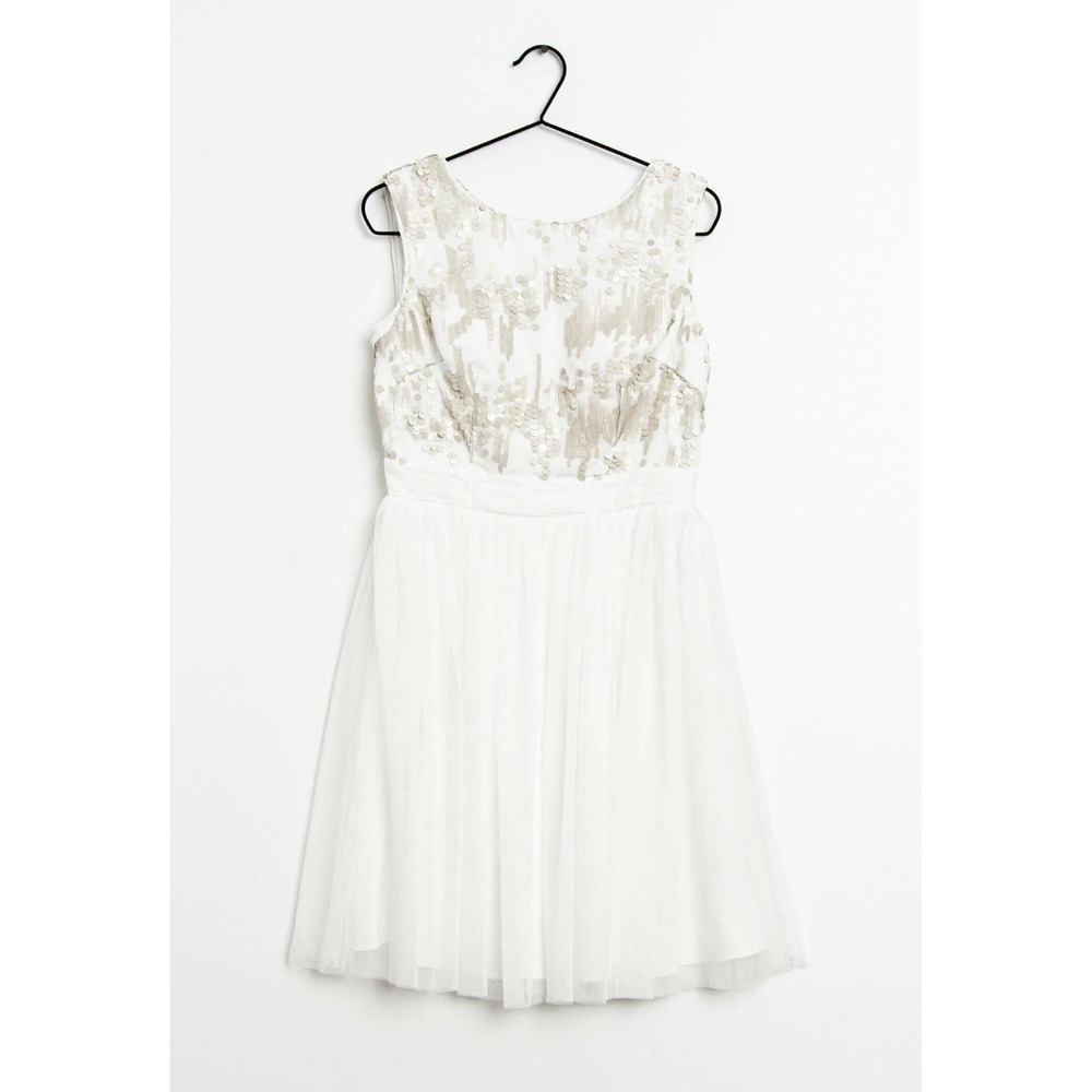 Little Mistress Sequin Off White Tulle Bodice  Dress Sleeveless Midi UK 16 US 12
